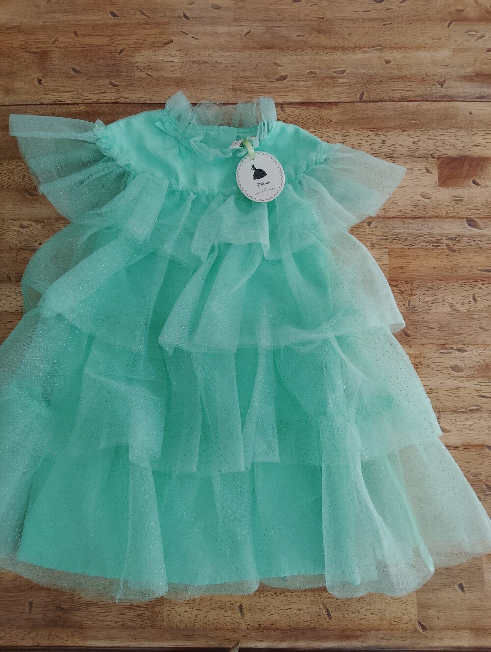 NWT Disney+ Janie and Jack Mint Green Sparkle Tulle Dress Size 6